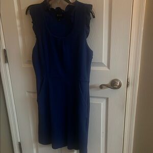 Elle Blue Sheath Mini Dress Sleeveless Crew Neck